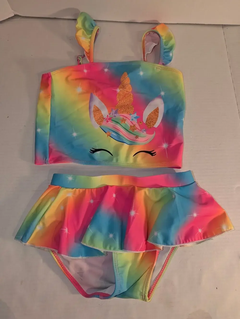 Girls Akokvlar Two Piece Girls Swimsuit 7/8 Unicorn Never Worn